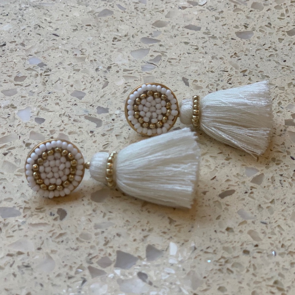 J. crew cream tassel earrings